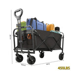 Heavy Duty Folding Utility Cart Wagon with All-Terrain Wheels, 680LBS Capacity Outdoor Camping Garden Shopping Yard Beach Sports Equipment Collapsible Wagon