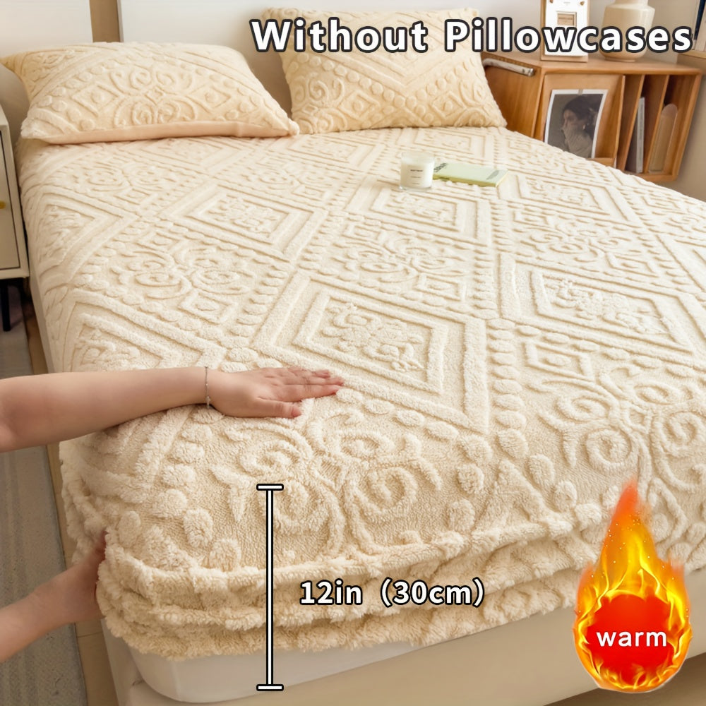 Flannel Fitted Sheet Queen King – Super Soft Warm Deep Pocket Bed Sheet for Fall Winter Spring, Luxurious Cozy Fleece Bedding, 12-Inch Deep Pocket, Secure Mattress Fit, No Pillowcases Included