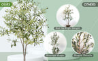Tall Artificial Olive Tree 5/6/7FT Thick Trunk Indoor Faux Olive Plant with Lush Leaves & Berries for Living Room, Kitchen & Home Decor, Spring Summer Decoration
