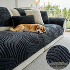 Bohemian Plush Sofa Pad Slipcover – Modern Luxury Faux Fur Non-Slip Couch Cover, All Season Machine Washable Pet Friendly Soft Seat Cushion Protector for Living Room Bedroom Office Home Decor