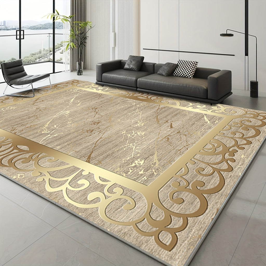 Golden Texture Cashmere-Feel Anti-Slip Area Rug – Washable Soft Rug for Living Room, Bedroom, Dining Room, Home Office & More | Multiple Sizes