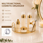 360° Rotating Makeup Organizer with 1, 2 or 3 Tiers, Gold Striped Desktop Cosmetic Storage Rack for Brushes, Lipstick & Skincare – Durable Odorless Vanity Organizer for Bathroom & Bedroom
