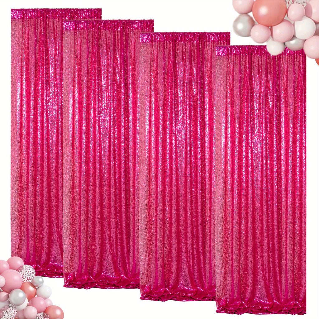 Sequin Backdrop Curtains 4 Panels 2FT x 8FT Glitter Party Decorations for Wedding Birthday Photo Booth Stage Background 30+ Colors