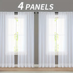 Sheer Gauze Curtains 4 Panels Rod Pocket – Dreamy Transparent Light Filtering Window Drapes for Living Room Bedroom Balcony, 11 Colors 3 Sizes