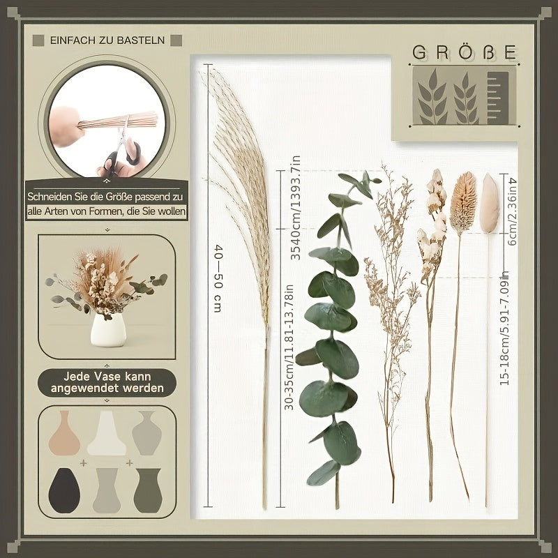 42-Piece Olive Green Boho Pampas Grass Dried Flower Set – FORTUNATE FLOWERS Natural Dried Greenery for Bathroom Decor, Boho Wedding Bouquets, Vase Arrangements & Greenhouse Decoration