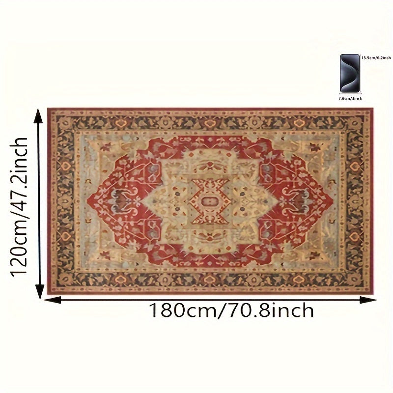 Persian Boho Area Rug Ethnic Style – Non-Slip Non-Shedding Absorbent Carpet for Living Room Bedroom, Baby Blue & Mixed Colorways, 4x6 ft