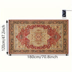 Persian Boho Area Rug Ethnic Style – Non-Slip Non-Shedding Absorbent Carpet for Living Room Bedroom, Baby Blue & Mixed Colorways, 4x6 ft