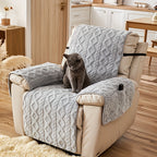 Thickened Shu Velvet Fleece Non-Slip Recliner Cover Plush Sofa Chair Cover – Warm Cozy Furniture Protector for Living Room Office Home, All-Season Recliner Slipcover
