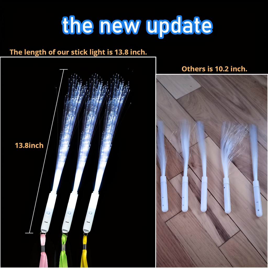 Fiber Optic Wand LED Glow Sticks 48-Pack White Light-Up Magic Wands – Glow in the Dark Party Supplies for Wedding Sparklers, Rave Concert Halloween Birthday Carnival Christmas Decoration