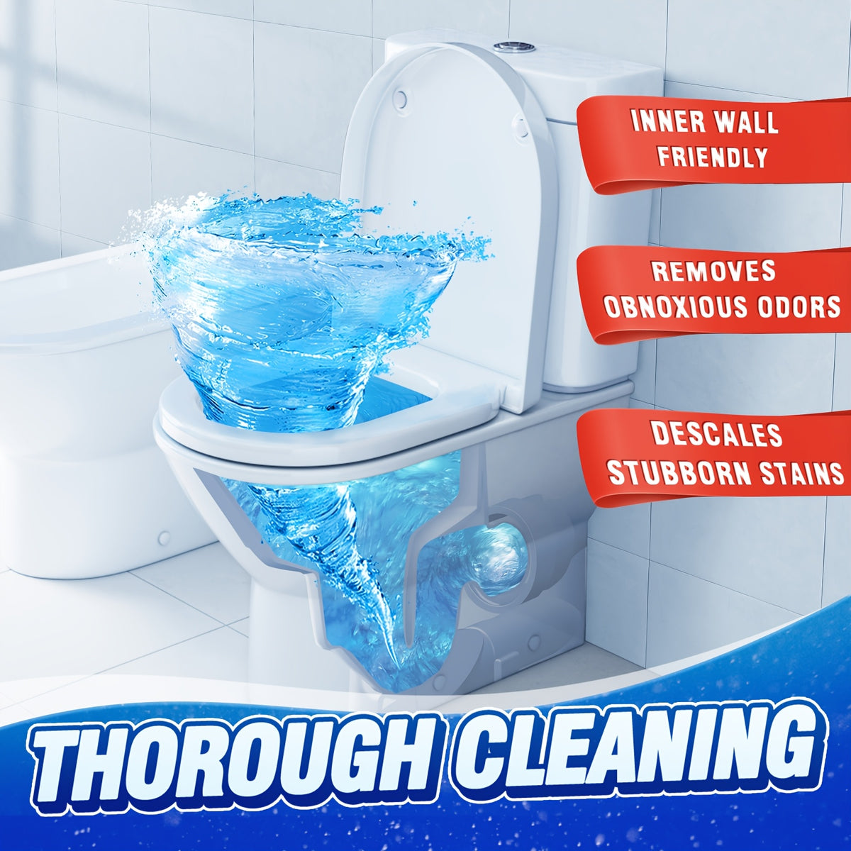 Blue Dissolve Toilet Tank Cleaning Tablets – 15-Day Long-Lasting Deodorizer, Stain Remover & Tank Cleaner | 20, 50 or 100 Count | Safe for Plastic & Porcelain