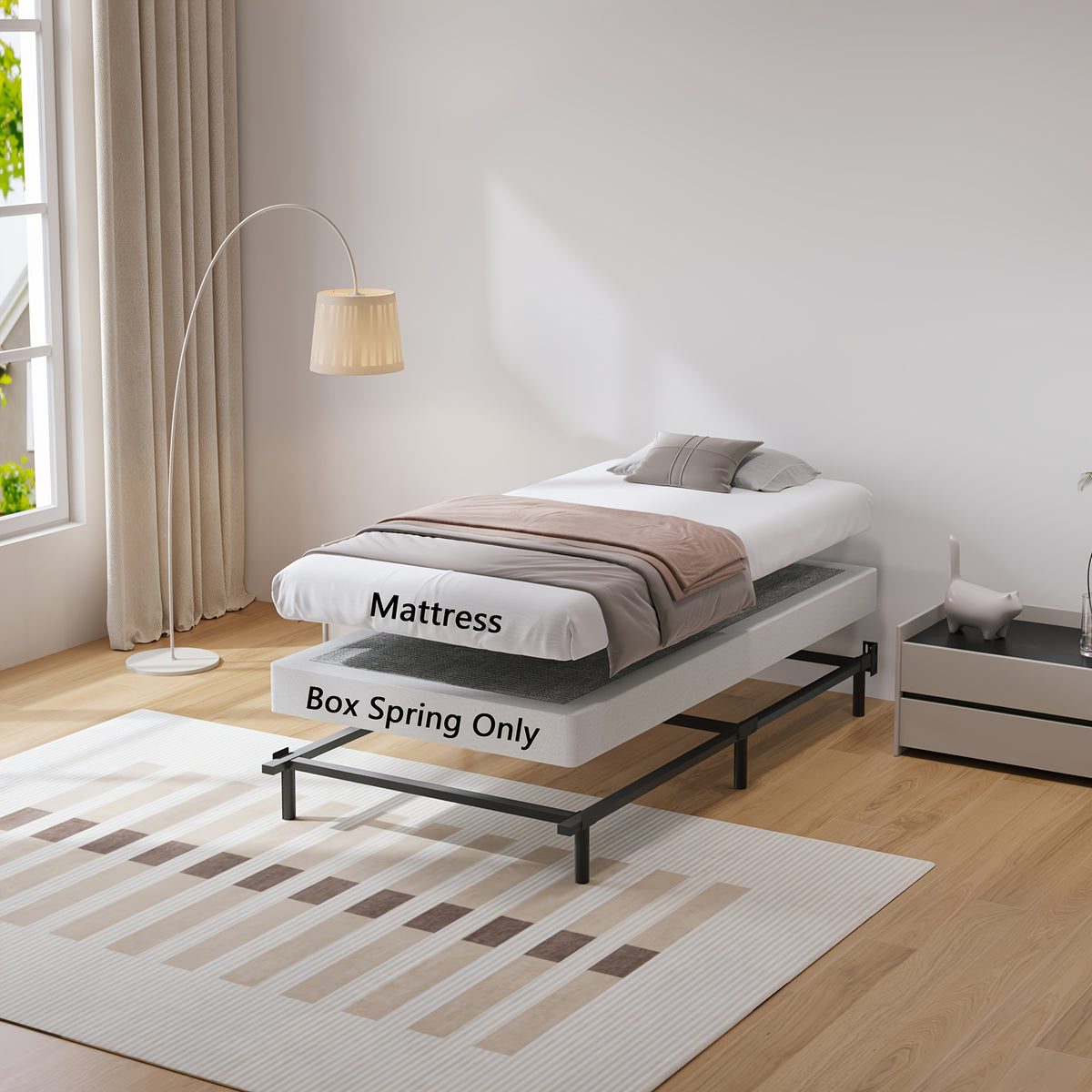 Box Spring Bed Base 5/7/9 Inch – 3000 Lbs Heavy Duty Metal Mattress Foundation, Fabric Cover, Noise-Free & Easy Assembly | Twin & Queen
