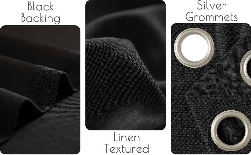Blackout Curtains 4 Panel Set Grommet Textured for Bedroom & Living Room – 100% Room Darkening Thermal Insulated Luxury Drapes, 11 Colors & 5 Lengths