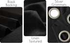 Blackout Curtains 4 Panel Set Grommet Textured for Bedroom & Living Room – 100% Room Darkening Thermal Insulated Luxury Drapes, 11 Colors & 5 Lengths