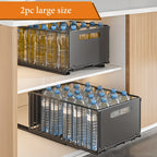 Cabinet Pull-Out Storage Basket 2pcs – Sliding Under-Sink Organizer, Spice Rack & Pantry Shelf Basket for Kitchen, Bathroom & Household Storage