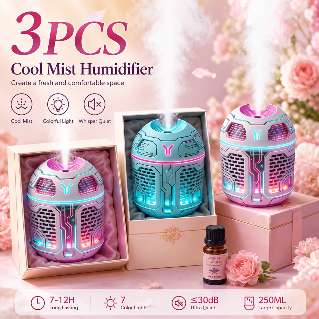 Mini Diffuser Set 3pcs Aromatherapy Humidifier Odor Eliminator Cool Mist for Car Bedroom Dorm No Filter Low Voltage Gift for Women