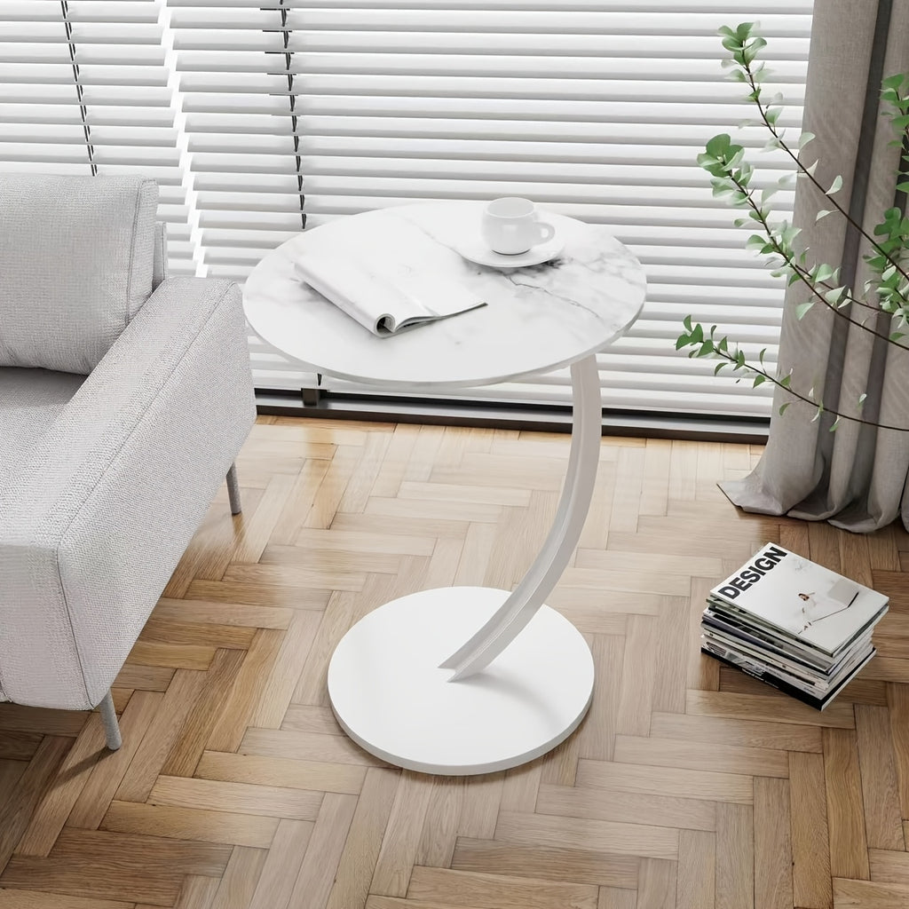 Solid Wood Round Coffee Table – Modern Double-Layer Sofa Side Table for Living Room Bedroom Balcony, Lightweight Luxury Design, White & Black