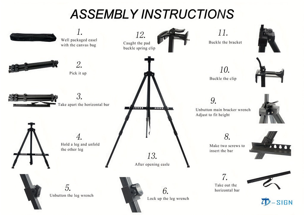 66 Inch Adjustable Metal Floor Easel Stand – Foldable Portable Tripod for Wedding Signs, Art Display, Painting & Party Decorations – Sturdy Lightweight Black 3-Section Easel Instant Setup
