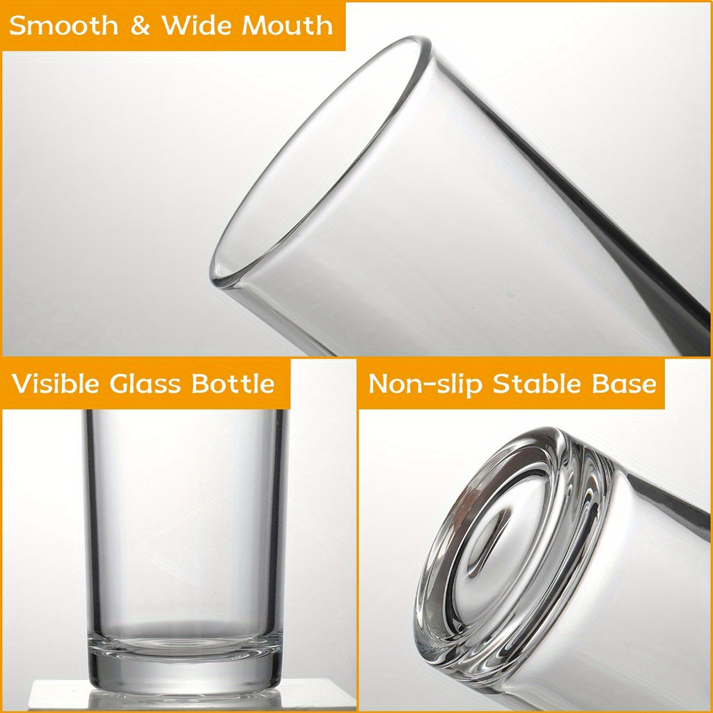 Glass Highball Cups 6pcs Thick Bottom Lead-Free Reusable Drinkware – Heavy Base for Stability, Modern Minimalist Glasses for Juice, Milk, Water & Cocktails | Home & Party