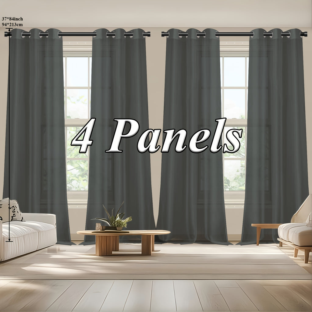 Sheer Curtains Semi Transparent Panels with Top Loop Pleated Header for Bedroom Living Room – Set of 2 or 4, 70-80G Lightweight Fabric, Multiple Sizes & Colors