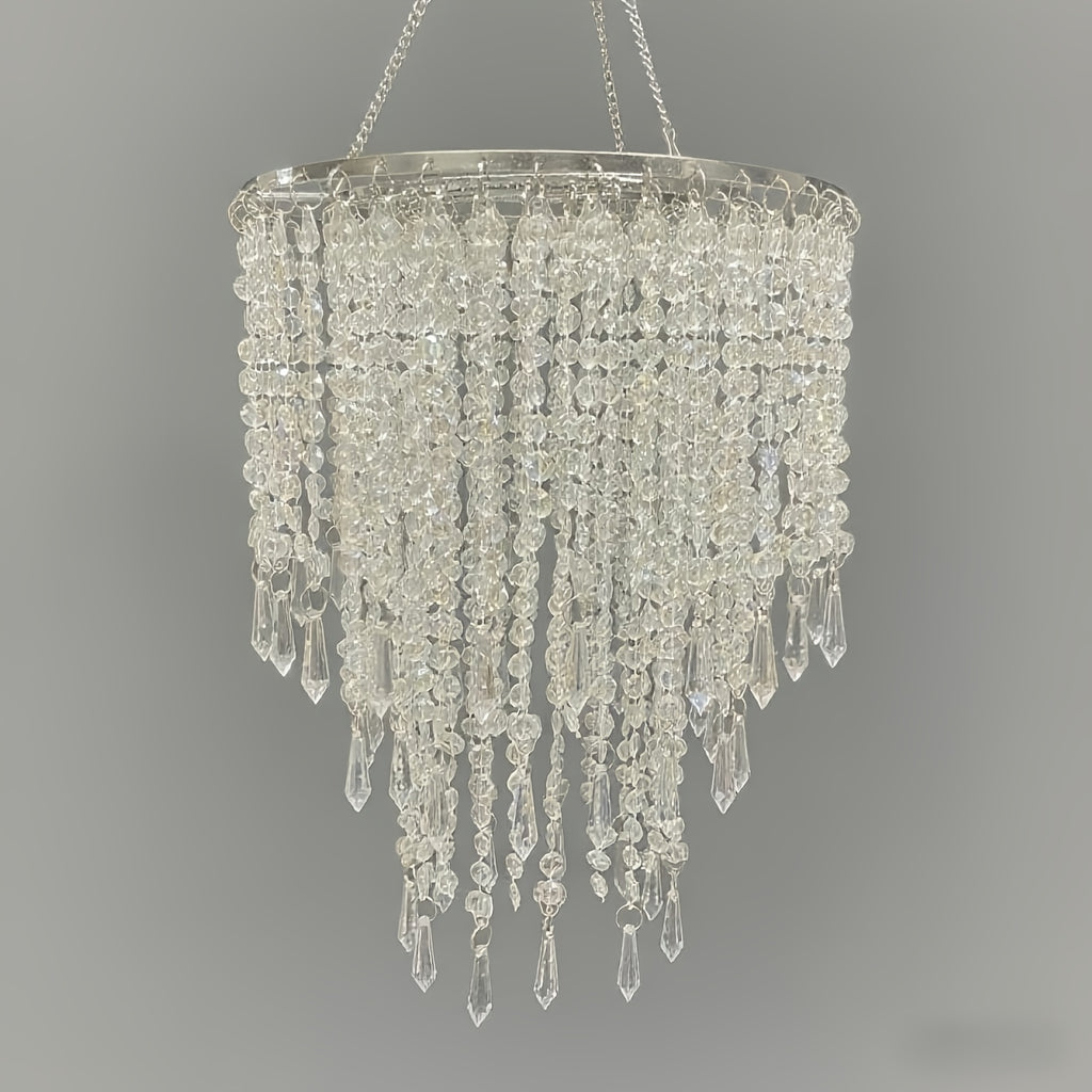 Crystal Chandelier Lampshade Acrylic Beaded Branch Ceiling Pendant Light Fixture for Wedding Party Living Room Home Decor