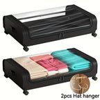 Rolling Under Bed Storage with Wheels - Metal Drawer Organizer for Clothes, Blankets, Shoes & Bedding, 1pc or 2pcs, Gray & Black, Wheeled Storage Box