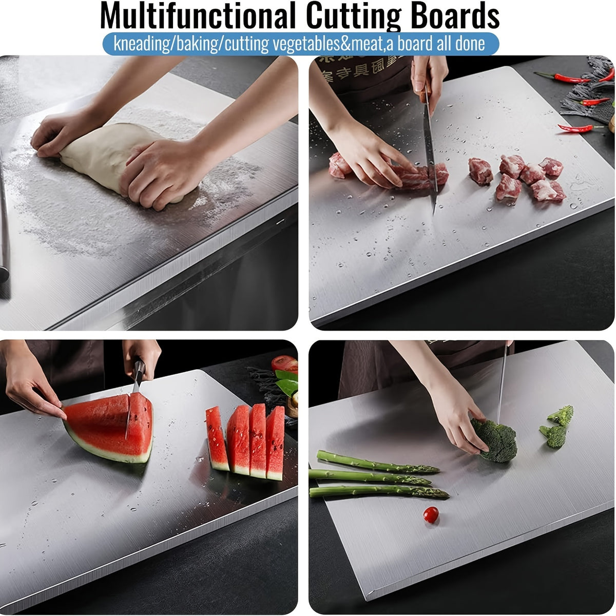 Stainless Steel Cutting Board Extra Large - Multiple Sizes, Easy-Clean Metal Chopping Board for Kitchen Prep, Multipurpose Non-Porous Cutting Surface for Meat, Vegetables & Bread