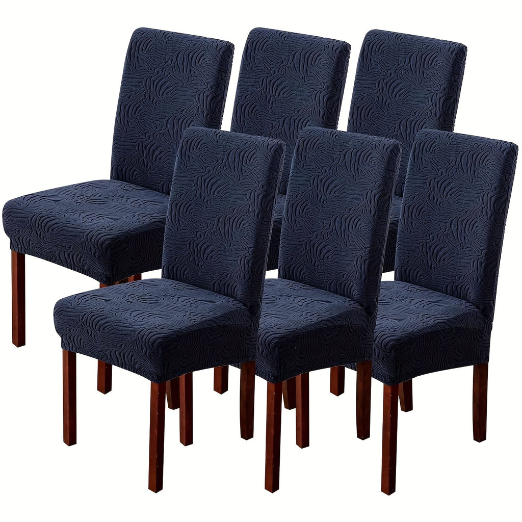 Stretch Jacquard Dining Chair Covers 4/6 Pack – Polar Fleece Slipcovers with Elastic Band, Removable Washable Chair Protector for Dining Room Kitchen Hotel Restaurant Home Decor