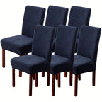 Stretch Jacquard Dining Chair Covers 4/6 Pack – Polar Fleece Slipcovers with Elastic Band, Removable Washable Chair Protector for Dining Room Kitchen Hotel Restaurant Home Decor