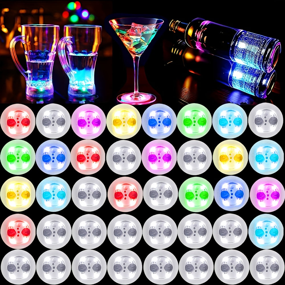 LED Light-Up Cup Coasters 40pcs Colorful Luminous Bottle Stickers Glow Drink Coasters for Parties Weddings Bars Clubs KTV Home Entertainment