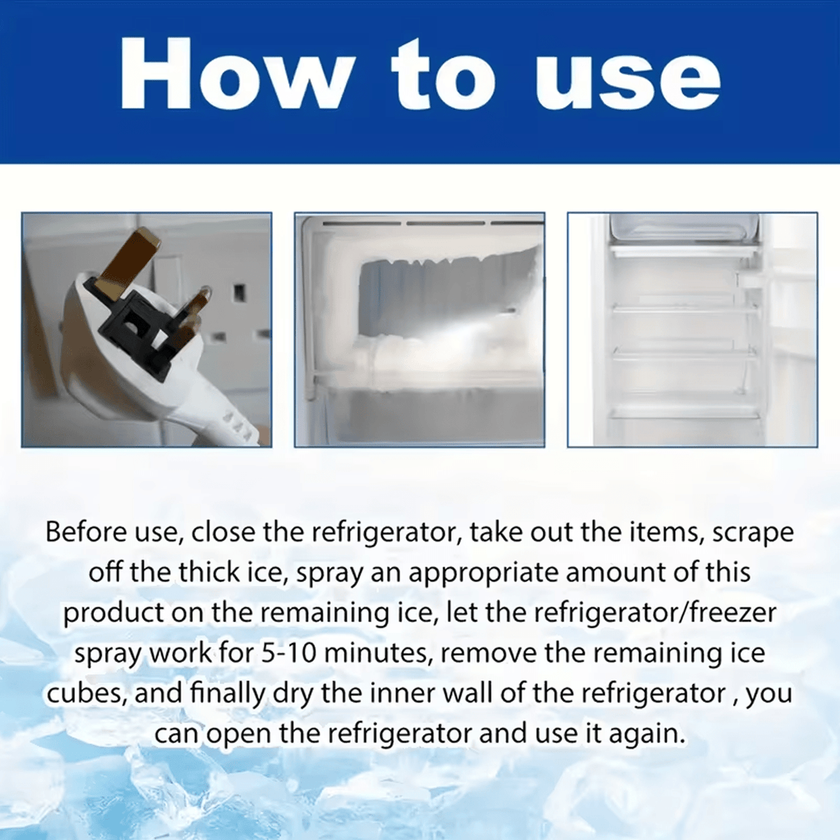 Freezer Defroster Spray 4.06oz Fast-Acting Refrigerator Deicer – Melts Thick Ice Instantly, No Scraping, No Residue, Safe for Home Fridge, RV & Travel Freezer Defrost Solution