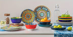 Bohemian Ceramic Salad Plates Set of 6 – 8.5 Inch Colorful Dessert Plate Set, Microwave Oven & Dishwasher Safe, Boho Style Kitchen Dishes