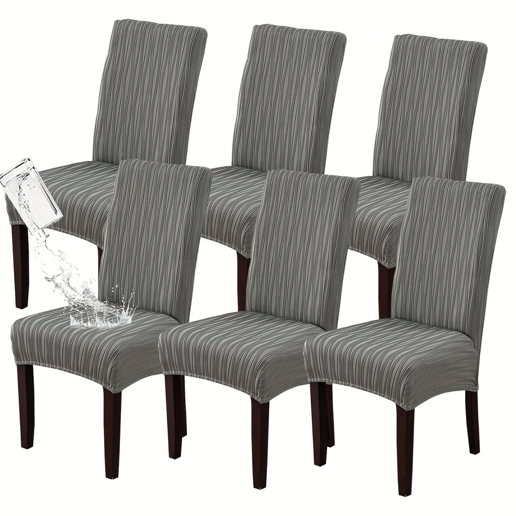 Stain-Resistant Stretch Dining Chair Covers Set of 4 or 6 Jacquard Polyester-Spandex Removable Slipcovers – Pet & Kid Friendly, Machine Washable, for Restaurant Home Wedding Christmas