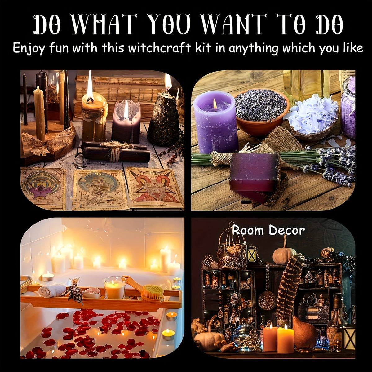 Witchcraft Supplies Kit for Spells – 94 / 130pcs Witch Box with Pink Candles, Wiccan Tools & Beginner Pagan Ritual Set | Halloween