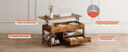 Lift Top Coffee Table with Storage Drawers & Hidden Compartment – Modern Wood Living Room Center Table, Space-Saving Multifunctional Design, 5 Colors