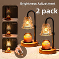 2/4-Pack Candle Warmer Lamp with Wooden Base & Glass Shade, Dimmable 12-Hour Timer, Height & Brightness Adjustable Wax Warmer for Jar Candles, Home Decor Gift for Wife, Mom & Friends (Bulb Not Included)