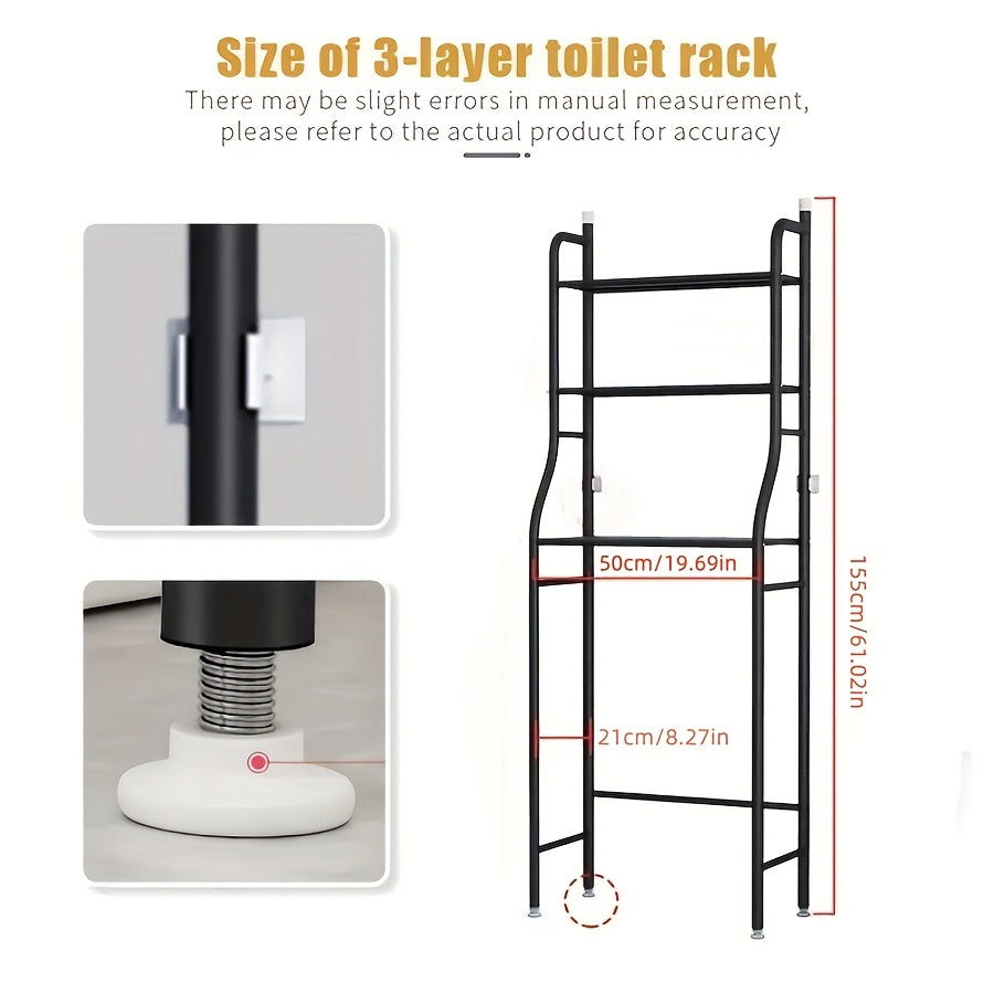 Over Toilet Storage Rack Metal Bathroom Organizer with Toilet Paper Holder and Hook Space Saving Above Toilet Shelf for Bathroom Laundry Room 3 or 4 Tier