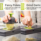 Vegetable Chopper with 8 Blades - Multifunctional Food Slicer Dicer Cutter, Onion Chopper Set with Container, 22pcs Kitchen Prep Tool