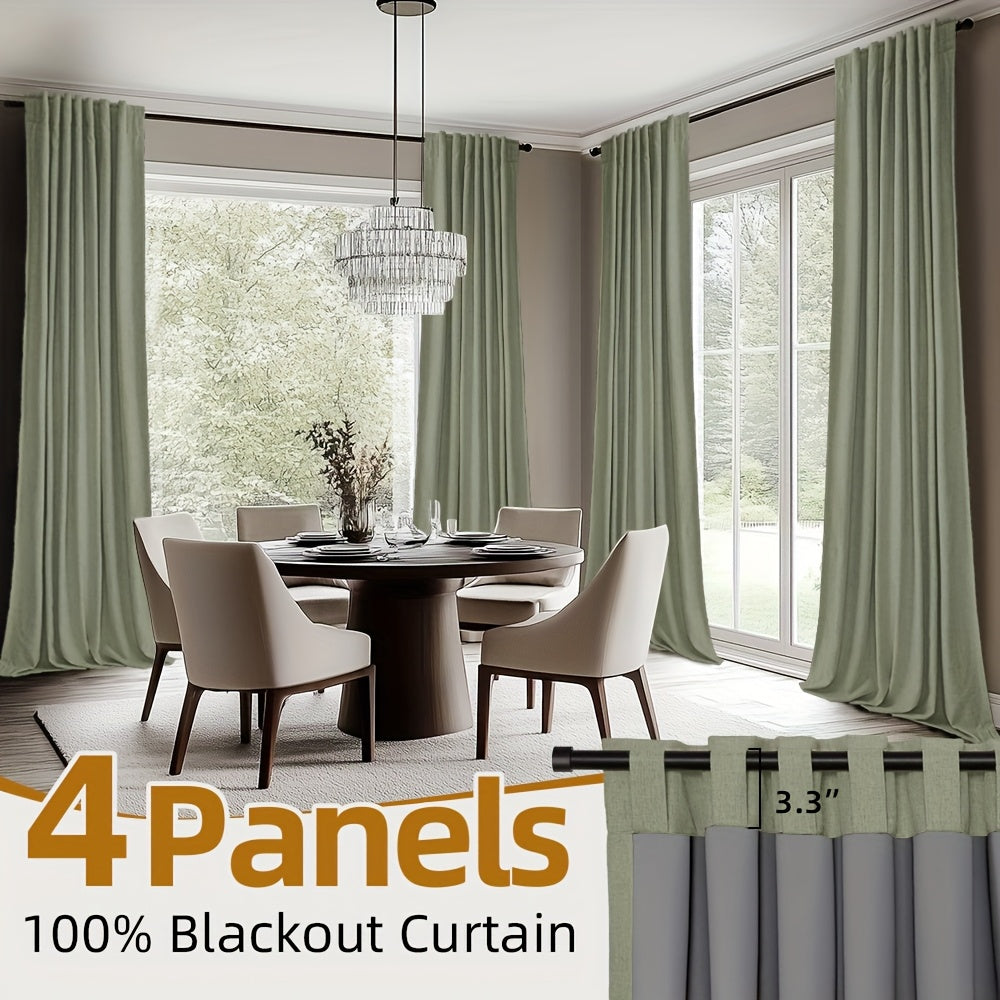 Back Tab Blackout Curtains 2 or 4 Panels – 100% Light Blocking Thermal Insulated Window Drapes for Living Room, Bedroom & Office, 50"W Multiple Lengths, 9 Colors