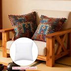 2-Pack Turkish Moroccan Throw Pillows with Inserts Reversible Floral Boho Decorative Pillow 18x18 Inch Polyester Square Cushion Zip Cover for Sofa Couch Bedroom Living Room 7 Colors