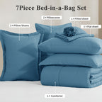 Bed in a Bag Queen 7 Piece Fluffy Comforter Set – Ultra-Soft Microfiber Bedding with Comforter, Fitted Sheet, Flat Sheet & 4 Pillowcases, Hypoallergenic Breathable All Season Bedding Gift for Her