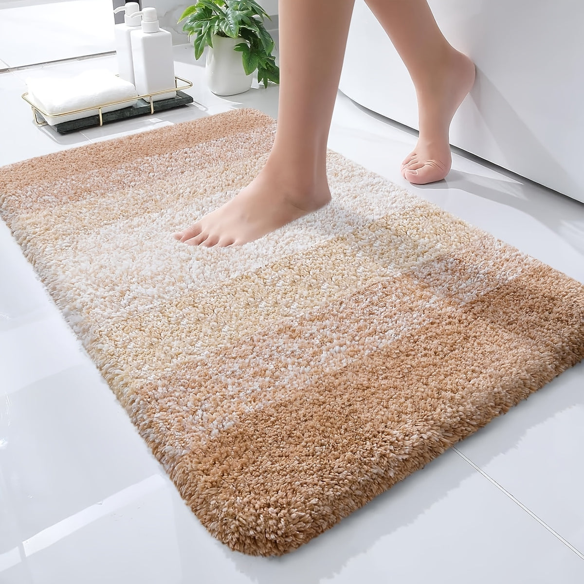 Microfiber Bath Mat Non-Slip Quick Dry Extra Soft Absorbent Bathroom Rug Machine Washable for Tub Shower Floor Home Decor Water Blue Light Grey