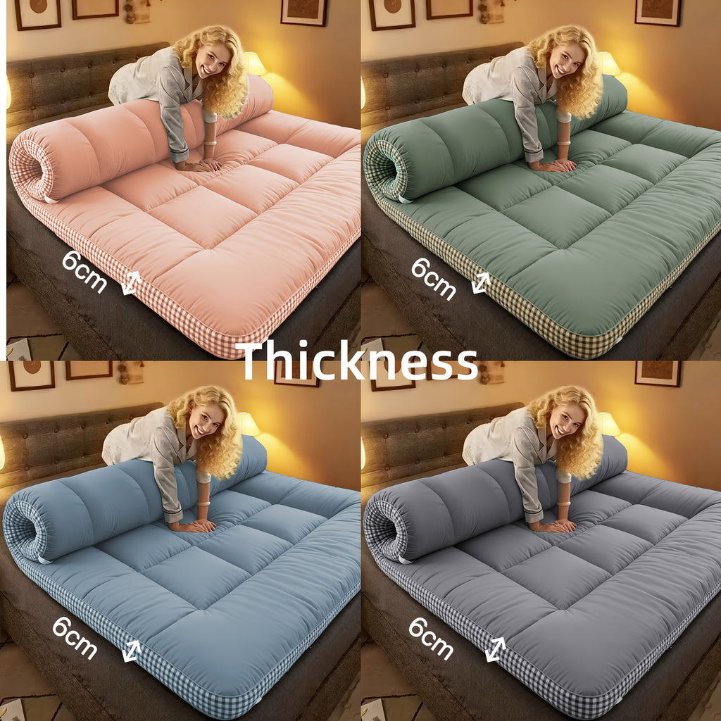Roll Up Mattress Topper & Foldable Tatami Sleeping Pad – Soft Breathable Floor Mat for Guest Bed Sofa Camping, Twin Full Queen King, 8 Colors