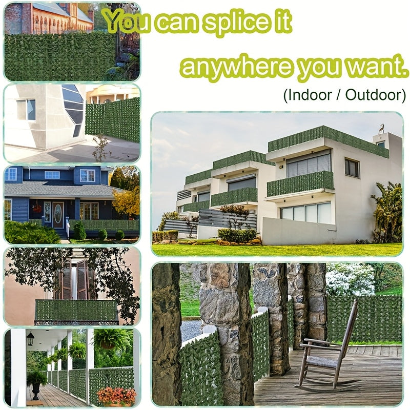 UV Resistant Artificial Ivy Privacy Fence Screen Faux Hedge Wall Panels Fake Ivy Vine Leaf Green Backdrop for Outdoor Garden Patio Balcony Backyard Indoor Decor Multiple Sizes