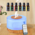 Aromatherapy Diffuser Humidifier Set 500ml Ultrasonic Cool Mist with 7 Color LED Night Light and 6 Essential Oils Gift Box