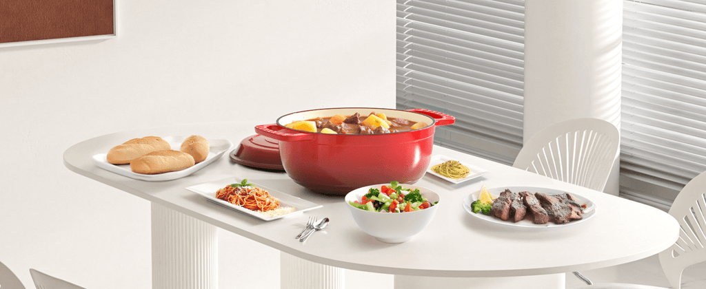 Dutch Oven 5QT 6QT 7.5QT Enameled Cast Iron Cookware with Lid Silicone Handles Oven Safe 500°F Bread Baking Stews Roasts Multiple Colors