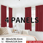 Blackout Curtains Rod Pocket 4-Panel Solid Color Lightweight Matte Drapes | 100% Light Blocking Window Curtains for Bedroom Living Room, 9 Colors 5 Sizes