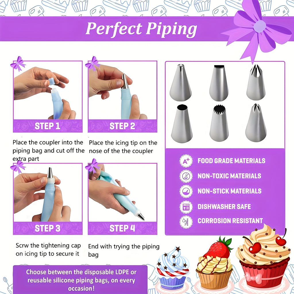 492-Piece Pro Cake Decorating Set - Complete Baking Kit with Cake Turntable, 58 Piping Tips, Reusable Piping Bags, Spatulas, Molds & More - Professional Quality for Home Bakers & Decorators