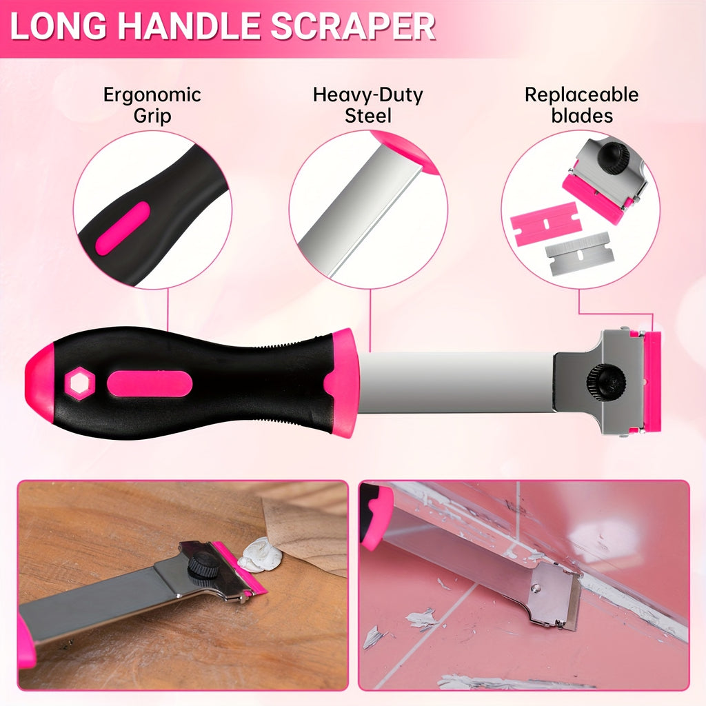 Razor Scraper Tool Set 3-in-1 with 40 Blades – Heavy-Duty Stainless Steel Multi-Surface Scraper for Stickers, Adhesive, Caulk & Glass