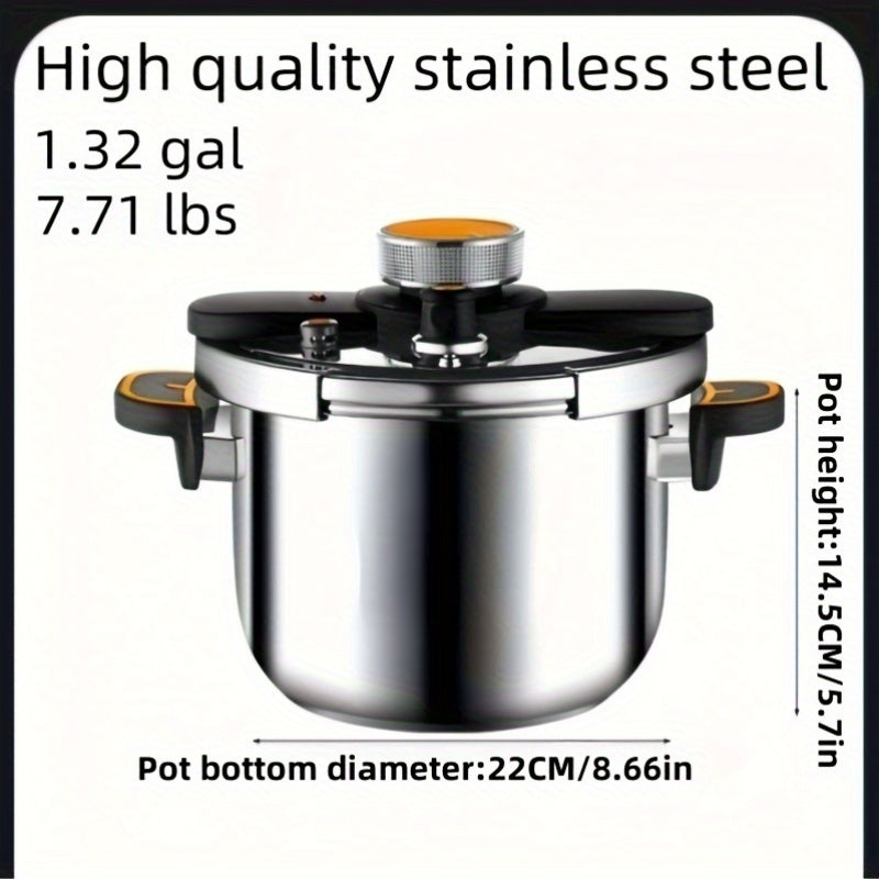 Stainless Steel Pressure Cooker Fast Cooking with One-Touch Locking Lid, Safety Valve & Pressure Gauge – Induction & Gas Compatible for Indoor Outdoor Use