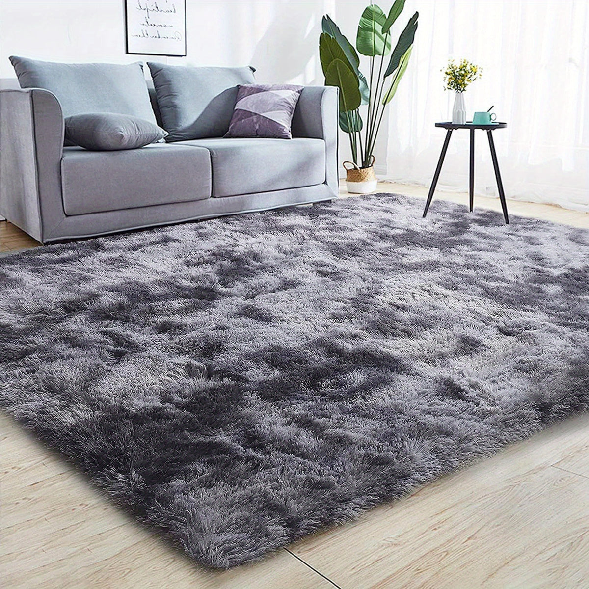Shaggy Plush Area Rug Non-Slip Machine Washable Fluffy Tie-Dye Shedding Resistant 5x8 8x10 ft for Living Room Bedroom 7 Colors